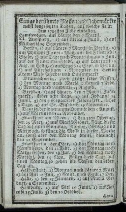 Einige beruehmte Messen und Jahrmaerkte [...]