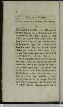 Zweytes Kapitel. Von der Thätigkeit, Arbeitsamkeit und Bewegung