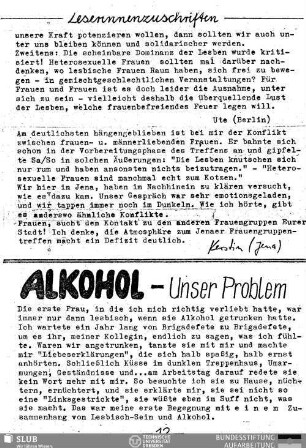 Alkohol : unser Problem