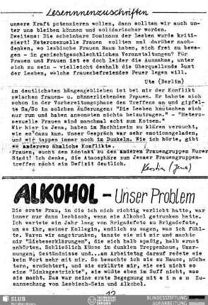 Alkohol : unser Problem