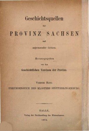 Die Urkunden des Klosters Stötterlingenburg
