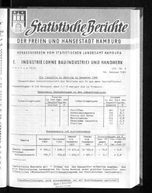 Die Industrie in Hamburg im Dezember 1962 : Lfd. Nr. 4