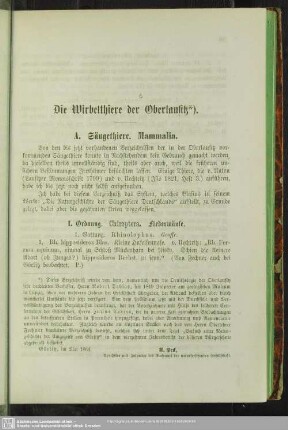 Die Wirbelthiere der Oberlausitz