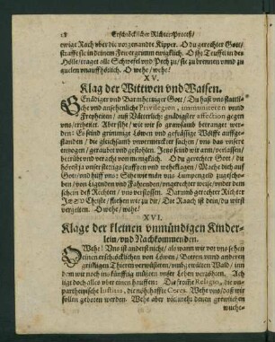 XVI. Klage der kleinen unmündigen Kinderlein/ und Nachkommenden.