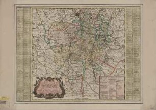 Karte der Ämter Colditz, Leisnig, Rochlitz, Grimma, Mügeln und Sornzig, ca. 1:120 000, Kupferstich, 1749