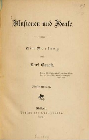 Illusionen und Ideale : ein Vortrag
