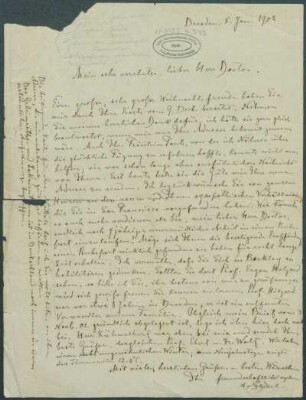 05. Januar 1902, Dresden [Brief von Alphons Stübel an Max Uhle]