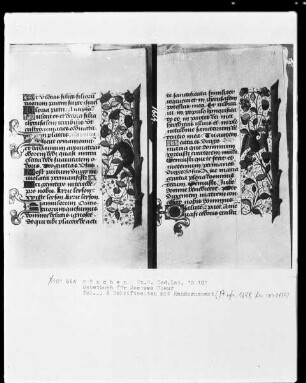 Lateinisches Gebetbuch mit Kalendarium — Schriftseite mit Initialen und Bordüre