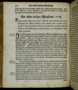 Am ersten heiligen Pfingsttage. 1778. - Am dritten Pfingstfeyertage. 1778.