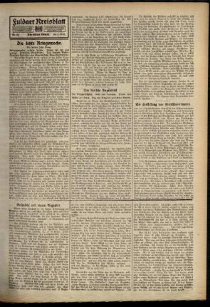 Zweite Ausgabe vom Samstag, den 30. Januar 1915.