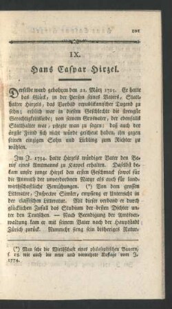 IX. Hans Caspar Hirzel.