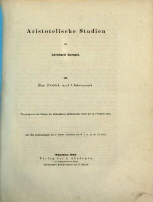 Aristotelische Studien, III