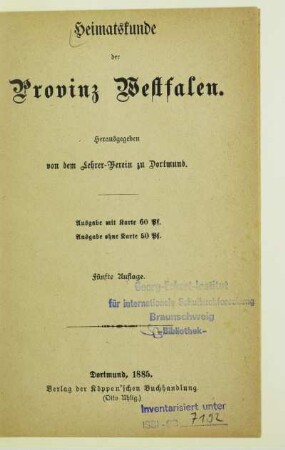 Heimatskunde der Provinz Westfalen