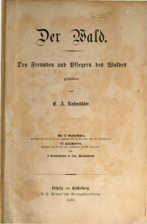Der Wald : den Freunden und Pflegern des Waldes