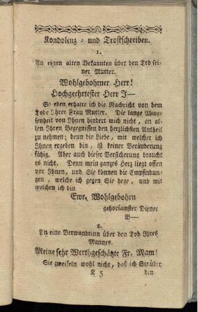 Kondolenz- und Trostschreiben.