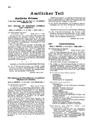Sicherung des behördlichen Schriftgutes gegen Luftgefahren : [Amtliche Erlasse] ; [Amtlicher Teil]