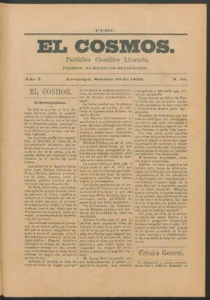 Primer número de septiembre, Sábado 10 de 1892