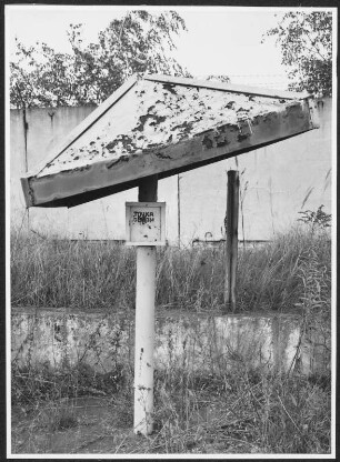 Das letzte Hinweisschild der verlassenen GUS-Liegenschaften