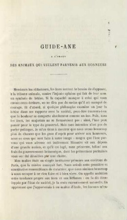Guide-ane à l'usage des animaux qui veulent parvenir aux honneurs