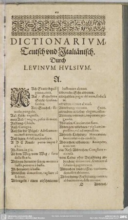 Dictionarium Teutsch und Italiänisch