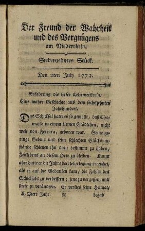 Siebenzehntes Stück. Den 2ten July 1773.