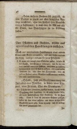 Von Pflichten und Rechten, welche aus unerlaubten Handlungen entstehen.