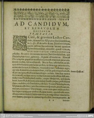 Ad Candidum, Et Benevolum Lectorem Praefatio