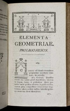 Elementa Geometriae. Prolegomenon.