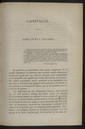 Capitulo IV. - Agricultura y ganaderia