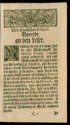Des Englischen Editoris Vorrede an den Leser
