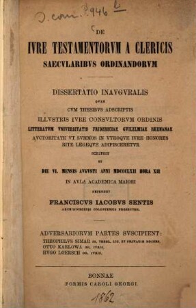 De iure testamentorum a clericis saecularibus ordinandorum