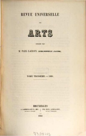 Revue universelle des arts. 3, 3. 1856
