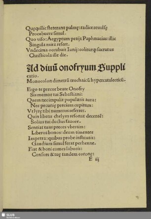 Ad diuum onofryum Supplicatio.