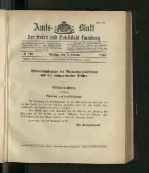 No. 216, 1. Oktober 1915