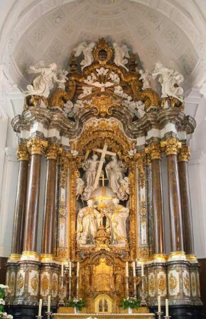Belgien. Liege. Eupen. Sankt Nikolaus Kirche. 1724 - 1729. Barocker Hochaltar von Couven