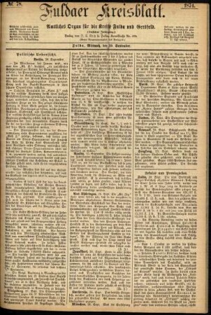 Ausgabe vom Mittwoch, den 30. September 1874.