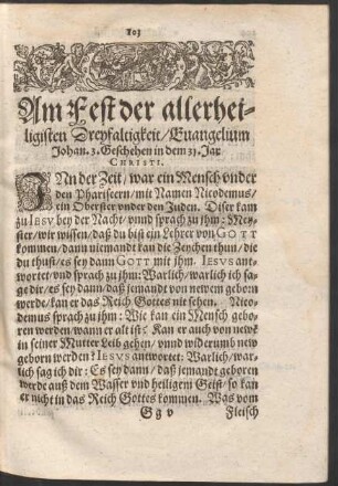 Am Fest der allerheiligisten Dreyfaltigkeit ...