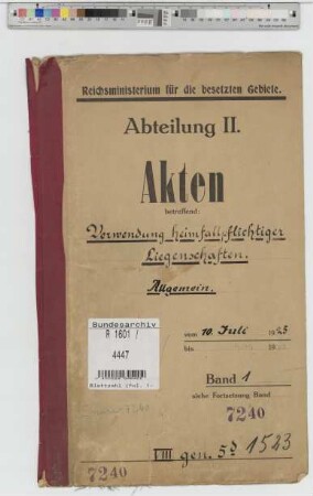 Verwendung heimfallpflichtiger Liegenschaften. Allgemein