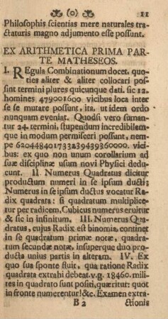 Ex arithmetica prima parte matheseos.
