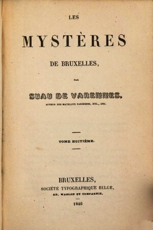 Les mystères de Bruxelles. 8
