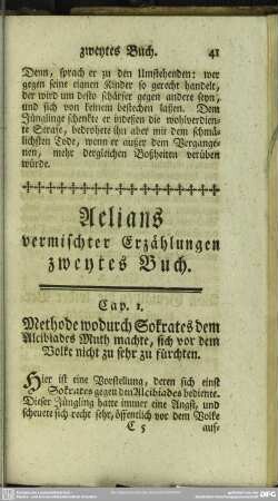 Aelians vermischter Erzählungen zweytes Buch