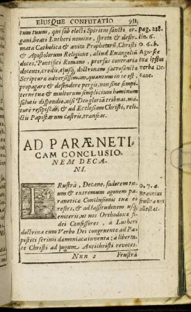 Ad Paræneticam Conclusionem Decani.