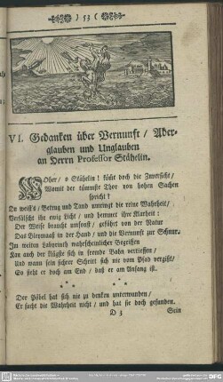 VI. Gedanken über Vernunft, Aberglauben und Unglauben an Herrn Professor Stähelin