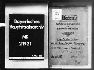 Nürnberg. Gombrich, U., dessen sechskursige Real- und Handelslehranstalt (nun v. Seufert) (die Lehranstalt wurde 1938 aufgelöst).