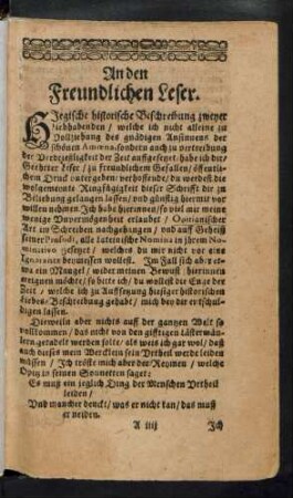 An den Freundlichen Leser.