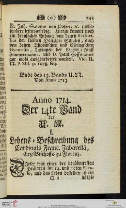 Anno 1714. Der 14te Band der U. N.