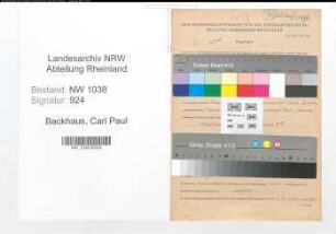 Entnazifizierung Carl Paul Backhaus , geb. 19.06.1900 (Kaufmann)