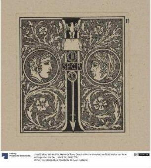 Initiale I für: Heinrich Boos. Geschichte der rheinischen Städtekultur von ihren Anfängen bis zur Gegenwart mit besonderer Berücksichtigung der Stadt Worms. Berlin: Stargardt 1897