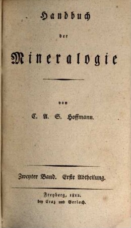 Handbuch der Mineralogie, 2,1