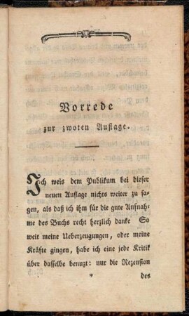 Vorrede zur zwoten Auflage.